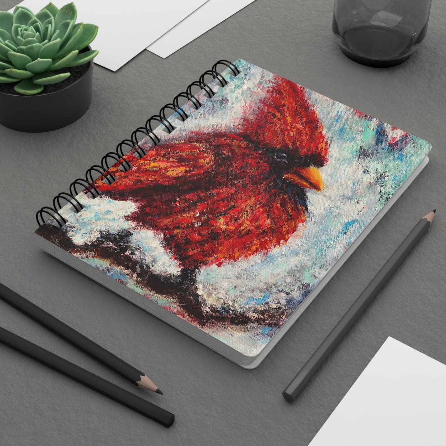 Frost & Fire Cardinal - Spiral Notebook