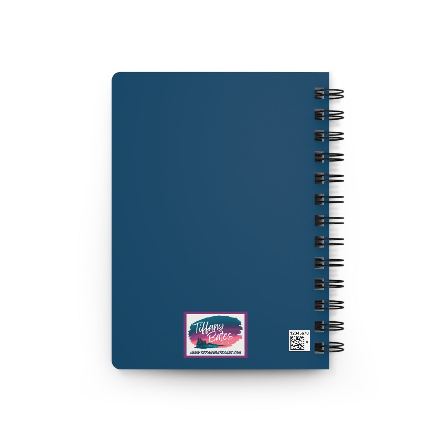 Blue back cover of notebook with artist logo