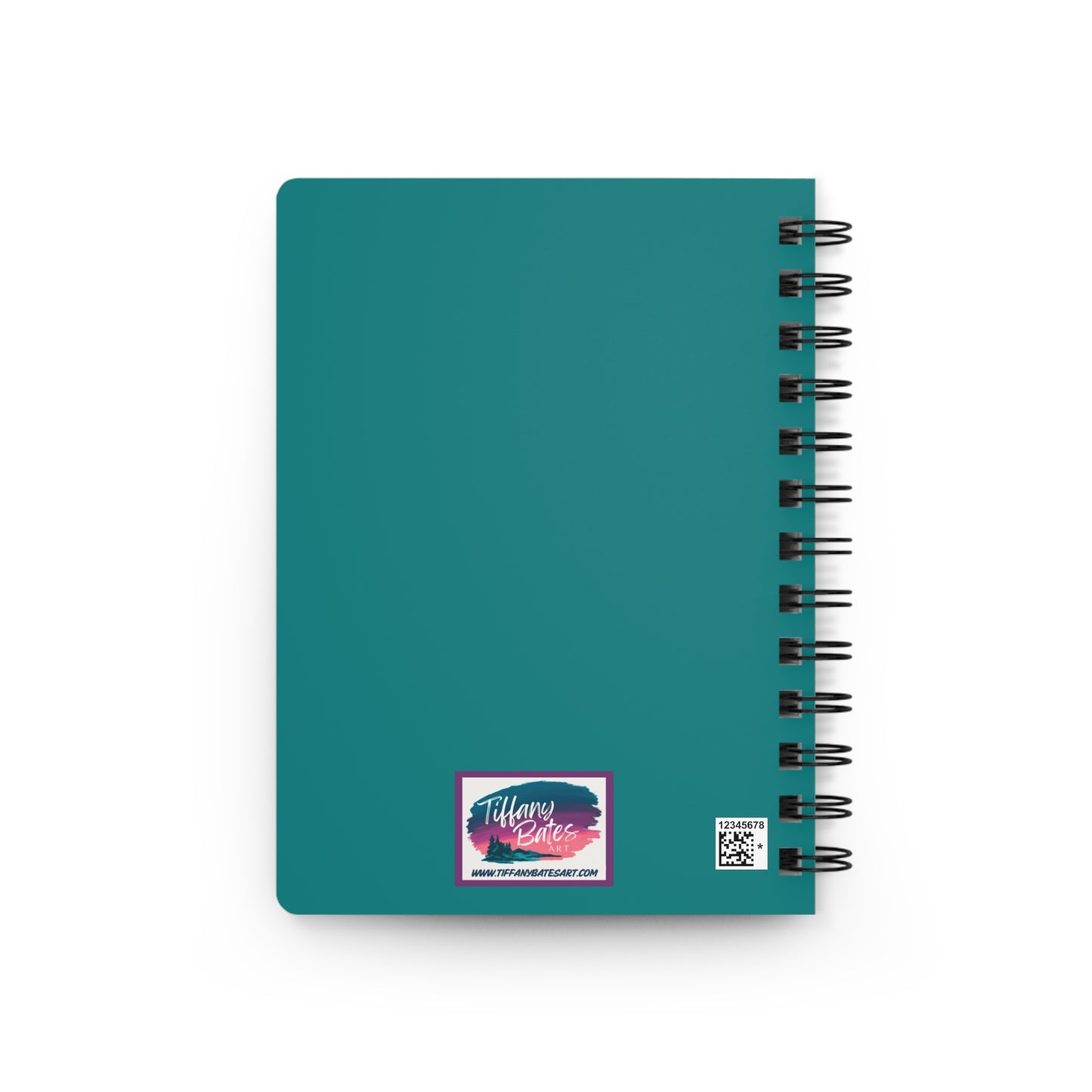 Green back cover of notebook with artist logo