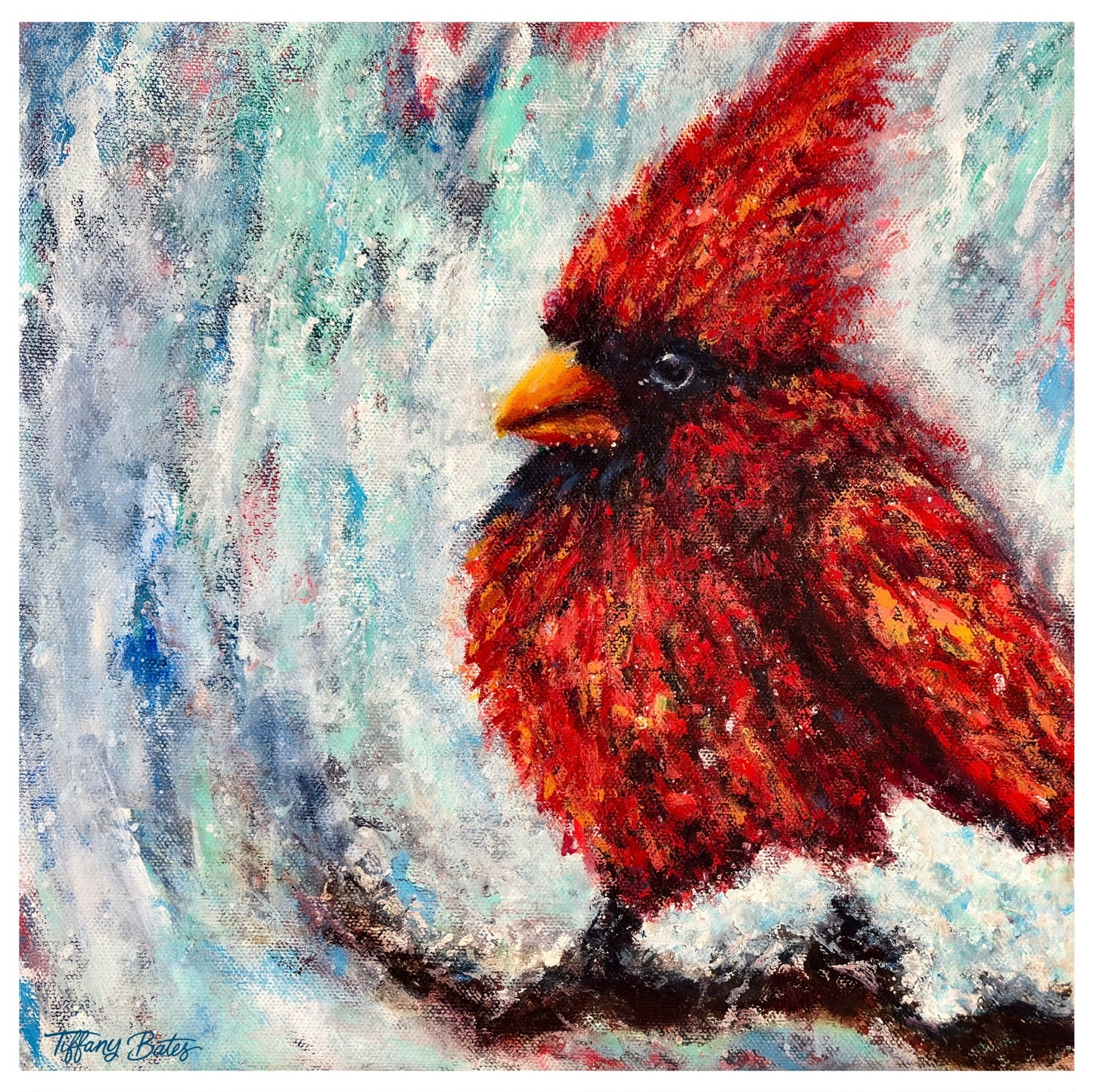 Frost & Fire Cardinal - Original Oil Painting