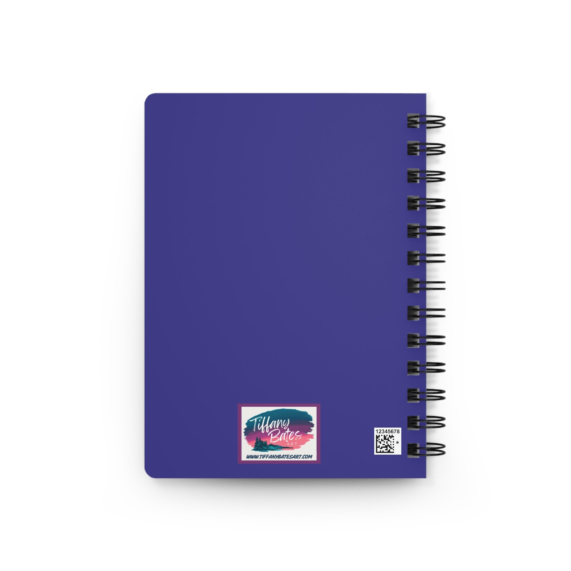 Blue purple back cover of notebook with artist logo