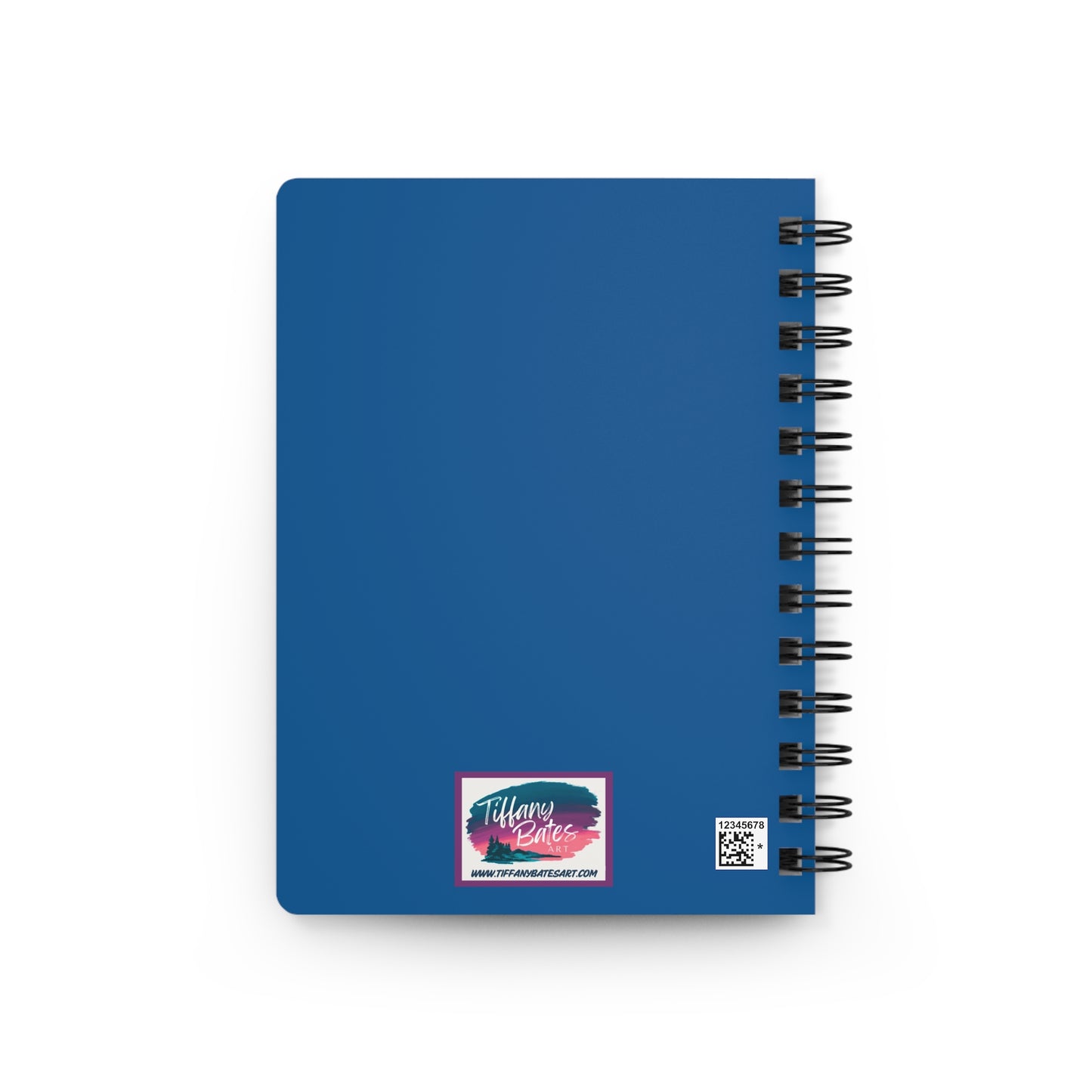 Blue back cover of notebook with artist logo